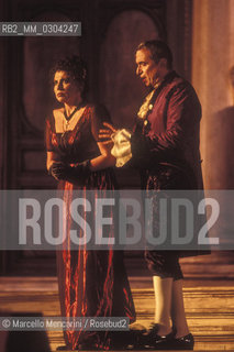 Rome, Olympic Stadium, 1998. Opera singer Ruggero Raimondi as Scarpia and soprano Maria Guleghina as protagonist in Tosca / Roma, Stadio Olimpico, 1998. Il cantante lirico Ruggero Raimondi nel ruolo di Scarpia e il soprano Maria Guleghina nel ruolo della protagonista in Tosca - ©Marcello Mencarini/Rosebud2