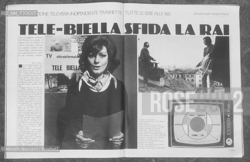 Telebiella, the first private tv station in Italy to break the monopoly of RAI Italian public television: Article of a magazine (1973) about TeleBiella victory in district court against the closing order by Minister Gioia / Telebiella, la prima televisione privata in Italia a rompere il monopolio della RAI: Articolo di una rivista (1973) sulla vittoria in pretura di Telebiella contro il decretio di chiusura del ministro Gioia - ©Marcello Mencarini/Rosebud2