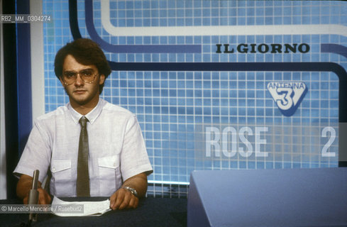 TV broadcasting in a studio of the Italian private television station Antenna 3 (1980 circa) / Trasmissione TV in uno studio della televisione privata Antenna 3 (1980 circa) - ©Marcello Mencarini/Rosebud2