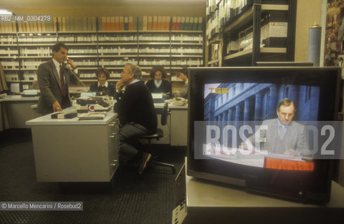 Cagliari, about 1980. Studio of Italian private television station  Videolina / Cagliari, 1980 circa.  Studio della televisione privata Videolina - ©Marcello Mencarini/Rosebud2