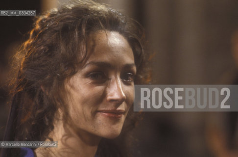 Rome, Cinecittà Studios, 1984. Argentine-British actress Olivia Hussey on the set of the TV movie The Last Days of Pompeii directed by Peter Hunt / Roma, Studi di Cinecittà, 1984. Lattrice Olivia Hussey sul set del film per la TV  Gli ultini giorni di Pompei diretto da Peter Hunt - ©Marcello Mencarini/Rosebud2