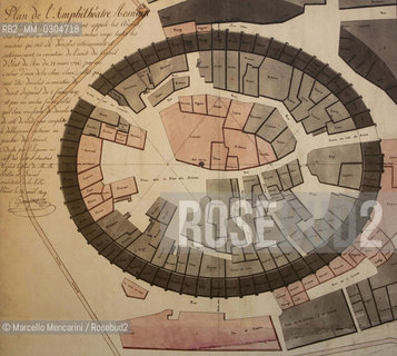 Nimes, France. Plan of the Arena (les Arènes), Roman amphiteatre / Nimes, Francia. Mappa dellArena (les Arènes), anfiteatro romano - ©Marcello Mencarini/Rosebud2