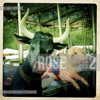 Arles, Frane, 2013. Carousel with bull and pig / Arles, Francia, 2012. Giostra con toro e maiale - ©Marcello Mencarini/Rosebud2