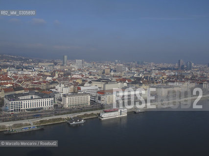 Bratislava and the Danube river seen from the panoramic terrace of the restaurant UFO on the New Bridge (Novy Most), 2010 / Veduta di Bratislava e del fiume Danubio visti dalla terrazza panoramica del ristorante UFO sul Ponte Nuovo (Novy Most), 2010 - ©Marcello Mencarini/Rosebud2