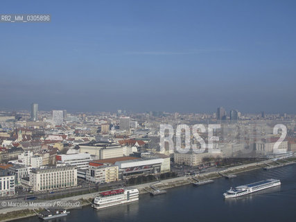 Bratislava and the Danube river seen from the panoramic terrace of the restaurant UFO on the New Bridge (Novy Most), 2010 / Veduta di Bratislava e del fiume Danubio visti dalla terrazza panoramica del ristorante UFO sul Ponte Nuovo (Novy Most), 2010 - ©Marcello Mencarini/Rosebud2