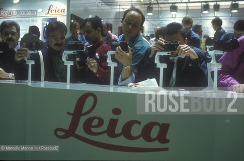 COLOGNE, about 1990. Leica stall at Photokina, the worlds biggest and most important trade fair for the photographic and imaging industries / COLONIA, 1990 circa. Stand Leica a Photokina, la più grande fiera al mondo delle industrie fotografiche - ©Marcello Mencarini/Rosebud2