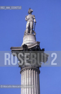 London, about 1988. Nelsons Column, monument to Admiral Horace Nelson in Trafalgar Square / Londra, 1988. La colonna di Nelson, monumento a Orazio Nelson in Trafalgar Square - ©Marcello Mencarini/Rosebud2