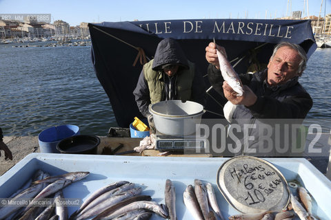 Marseille, 2013. Fisherman who sells his catch in the Old Port market / Marsiglia, 2013. Pescatore che vende il pesce al mercato del Porto vecchio - ©Marcello Mencarini/Rosebud2