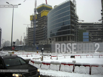 Milan, between Via Melchiorre Gioia and via Pola, January 2009. Construction yard of the new headquarters of Lombardy Region will rise, with a tower 160 meters high (Palazzo Lombardia) / Milano, tra via Pola e Melchiorre Gioia, gennaio 2009. Cantiere della nuova sede della Regione Lombardia, con una torre alta 160 metri (Palazzo Lombardia) - ©Marcello Mencarini/Rosebud2