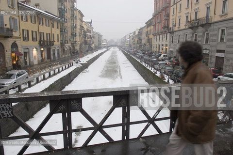 Milan, January 2006. Naviglio Grande canal after a snowfall / Milano, gennaio 2006. Il Naviglio grande dopo una nevicata - ©Marcello Mencarini/Rosebud2