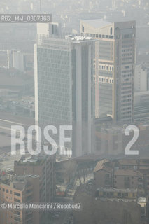 Milan, January 2010. View of Milan from the New Lombardy Region Headquarters (2010): Torre FS Garibaldi A and Torre FS Garibaldi B after the renovation designed by architect Massimo Roj / Veduta di Milano dal nuovo Palazzo della Regione (2010): Torre FS Garibaldi A e Torre FS Garibaldi B dopo i lavori di ristrutturazione progettati dallarchitetto Massimo Roj - ©Marcello Mencarini/Rosebud2