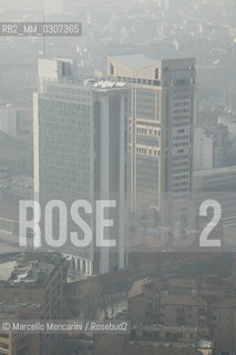 Milan, January 2010. View of Milan from the New Lombardy Region Headquarters (2010): Torre FS Garibaldi A and Torre FS Garibaldi B after the renovation designed by architect Massimo Roj / Veduta di Milano dal nuovo Palazzo della Regione (2010): Torre FS Garibaldi A e Torre FS Garibaldi B dopo i lavori di ristrutturazione progettati dallarchitetto Massimo Roj - ©Marcello Mencarini/Rosebud2