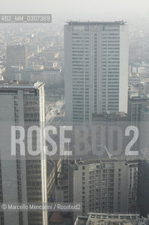 January 2010. View of Milan from the New Lombardy Region Headquarters (Palazzo Lombardia): Torre Galfa in the foreground and, behind, Palazzo Pirelli (known as Pirellone) with the Central Station on the right / Gennaio 2010. Veduta di Milano dal nuovo Palazzo della Regione (Palazzo Lombardia): Torre Galfa in primo piano e, dietro,  Palazzo Pirelli (detto Pirellone) con la Stazone centrale sulla sinistra - ©Marcello Mencarini/Rosebud2