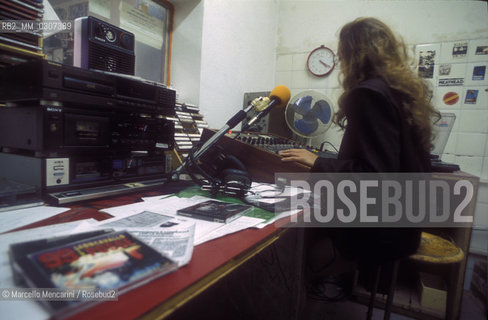 Milan, about 1995. Radio studio of the Social Center Leoncavallo / Milano, 1995 circa. Stazione radio del centro sociale Leoncavallo - ©Marcello Mencarini/Rosebud2