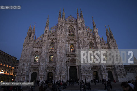 Milan, October 1, 2010, Led Light Exhibition Design: Sacred Light by Castagna & Ravelli with Jacopo Tiscar. Lighting of the Milan Cathedral for revealing from inside its stained glass windows, in collaboration with the Venerable Fabbrica del Duomo in Milan, Philips Technical Sponsor; Giemme Events Production, Staging Amerigo Anfossi / Milano, primo ottobre 2010, Festival Internazionale della Luce: Luce sacra di Castagna&Ravelli con Iacopo Tiscar. Illuminazione del Duomo di Milano che dallinterno rivela le sue vetrate, In collaborazione con la Veneranda Fabbrica del Duomo di Milano, Sponsor Tecnico  Philips; Produzione Giemme Eventi; Allestimento Amerigo Anfossi - ©Marcello Mencarini/Rosebud2