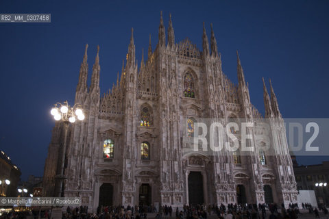 Milan, October 1, 2010, Led Light Exhibition Design: Sacred Light by Castagna & Ravelli with Jacopo Tiscar. Lighting of the Milan Cathedral for revealing from inside its stained glass windows, in collaboration with the Venerable Fabbrica del Duomo in Milan, Philips Technical Sponsor; Giemme Events Production, Staging Amerigo Anfossi / Milano, primo ottobre 2010, Festival Internazionale della Luce: Luce sacra di Castagna&Ravelli con Iacopo Tiscar. Illuminazione del Duomo di Milano che dallinterno rivela le sue vetrate, In collaborazione con la Veneranda Fabbrica del Duomo di Milano, Sponsor Tecnico  Philips; Produzione Giemme Eventi; Allestimento Amerigo Anfossi - ©Marcello Mencarini/Rosebud2