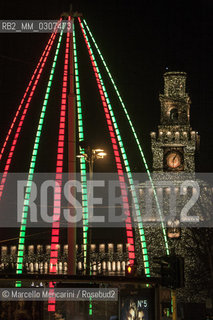 Milan, October 1, 2010, Led Light Exhibition Design: Light Show at the Castello Sforzesco, with games of music and lights. Created by Luca Locatelli / Milano, primo ottobre 2010, Festival Internazionale della Luce: Light Show al Castello Sforzesco, con giochi di musica e luci. Ideazione di Luca Locatelli - ©Marcello Mencarini/Rosebud2