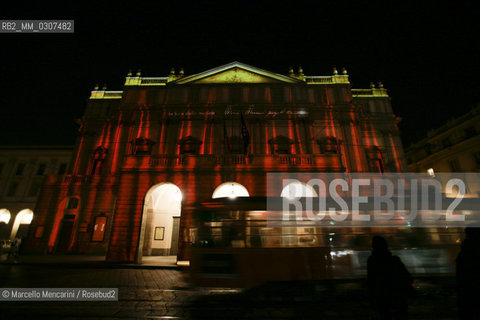 Milan, October 1, 2010, Led Light Exhibition Design: The Light of Music, by Mario Nanni, at La Scala Theater / Milano, primo ottobre 2010, Festival Internazionale della Luce: La luce della musica, di Mario Nanni, al Teatro alla Scala - ©Marcello Mencarini/Rosebud2