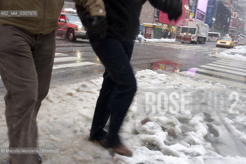 New York City, February 2008. Snow in Times Square / New York, febbraio 2008. Neve a Times Square - ©Marcello Mencarini/Rosebud2