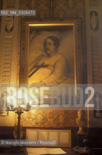 Pesaro, Rossini Opera Festival 1997. .Portrait of Gioacchino Rossini in the death bed in the Tempietto Rossiniano located in the seventeenth century Olivieri Palace,  purchased by the Rossini Foundation / Pesaro, Rossini Opera festival 1997. Ritratto di Gioacchino Rossini sul letto di morte nel Tempietto Rossiniano situato nel secentesco Palazzo Olivieri, comprato  dalla Fondazione Rossini, centro di studi rossiniani - ©Marcello Mencarini/Rosebud2