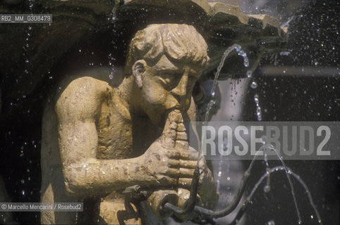 Pesaro, about 1985. Fountain of the Tritons, detail / Pesaro, 1985 circa. Fontana dei Tritoni, particolare - ©Marcello Mencarini/Rosebud2