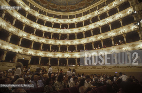 Pesaro, about 1985. Interior view of the Rossini Theater / Pesaro, 1985 circa. Sala del Teatro Rossini - ©Marcello Mencarini/Rosebud2