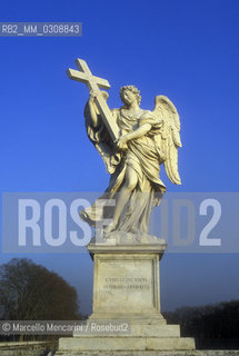 Rome, Castel SantAngelo (Mausoleum of Hadrian). Angel Statue on the SantAngelo Bridge / Roma, Castel SantAngelo (Mausoleo di Adriano). Statua sul ponte SantAngelo - ©Marcello Mencarini/Rosebud2