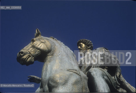 Rome, 1998. equestrian statue of Marcus Aurelius on the Capitoline Hill / Roma, 1998. Statua di Marco Aurelio in Campidoglio - ©Marcello Mencarini/Rosebud2