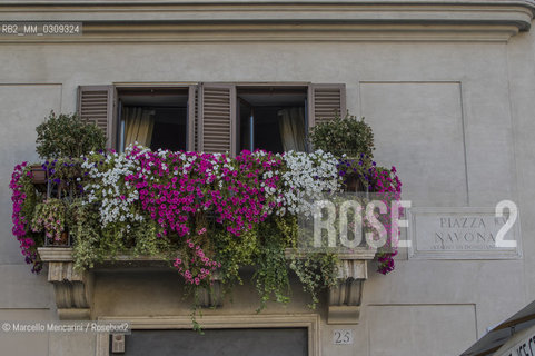 Rome, flowery balcony in Piazza Navona / Roma, balcone fiorito in piazza Navona - ©Marcello Mencarini/Rosebud2