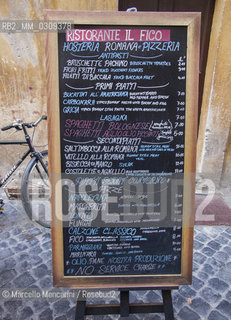Rome, Menu of Il Fico Restaurant in Piazza del Fico / Roma, Menu del ristorante Il Fico in piazza del Fico - ©Marcello Mencarini/Rosebud2