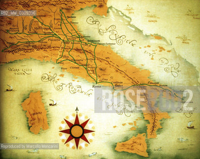 Roma, Palazzo Venezia, Romei e Giubilei (Pilgrims and Jubilees) Exhibition, 2000: Road network for Rome at the first Jubilee Age / Roma, Palazzo Venezia, Mostra Romei e Giubilei, 2000. Rete stradale per Roma allepoca del primo Giubileo -  Reproduced by Marcello Mencarini
/Rosebud2