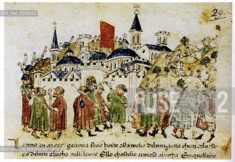 Rome, Palazzo Venezia, Romei e Giubilei (Pilgrims and Jubilees) Exhibition, 2000. Pilgrims attending the Jubilee of 1300, Rome. Croniche, miniated codex by Giovanni Sercambi (15th century) /  Roma, Palazzo Venezia, Mostra Romei e Giubilei, 2000. Pellegrini che partecipano al Giubileo del 1300, Roma. Croniche, codice miniato da Giovanni Sercambi (15 ° secolo) - Reproduced by Marcello Mencarini
/Rosebud2