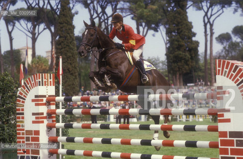 Rome, Piazza di SIena Horse Show, 1987. Vicky Roycroft on Apache / Roma, concorso ippico di Piazza di Siena. Vicky Roycroft su Apache - ©Marcello Mencarini/Rosebud2