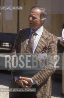 Rome, Piazza di SIena Horse Show, 1987. Journalist Alberto Giubilo / Roma, concorso ippico di Piazza di Siena, 1987. Il giornalista Alberto Giubilo - ©Marcello Mencarini/Rosebud2