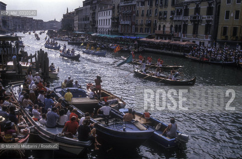 Venice, about 1990. Historical regatta along the Grand Canal / Venezia, 1990 circa. Regata storica sul Canal Grande - ©Marcello Mencarini/Rosebud2