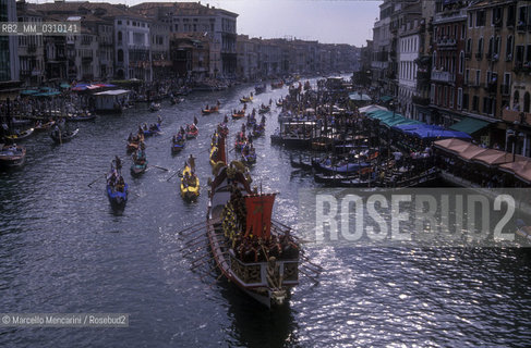Venice, about 1990. Historical regatta along the Grand Canal / Venezia, 1990 circa. Regata storica sul Canal Grande - ©Marcello Mencarini/Rosebud2