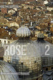 Venice, about 1990. The Domes of the St. Marks Basilica viewed from the St. Marks Bell Tower / Venezia, 1990 circa. Le cupole della Basilica di San Marco viste dal campanile di San Marco - ©Marcello Mencarini/Rosebud2