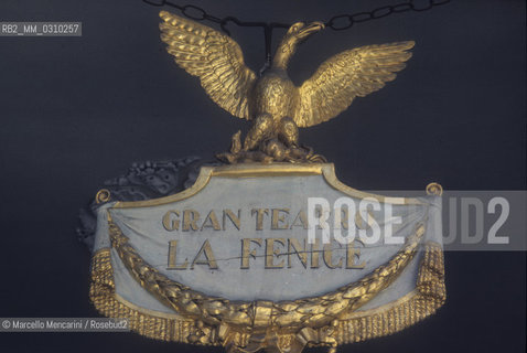 Venice, about 1990. Emblem of La Fenice Theater/ Venezia, 1990 circa. Insegna del Gran teatro La Fenice - ©Marcello Mencarini/Rosebud2