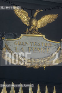 Venice, about 1990. Emblem of La Fenice Theater/ Venezia, 1990 circa. Insegna del Gran teatro La Fenice - ©Marcello Mencarini/Rosebud2