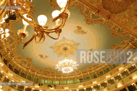 Venice, November 24, 2003. Interior view of La Fenice Theater just restored, Ceiling of the Hall / Venezia, 24 novembre 2003. Interno del Teatro La Fenice appena restaurato, Soffitto della sala - ©Marcello Mencarini/Rosebud2