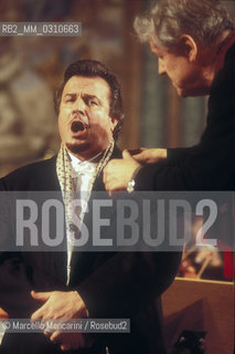 Rome, Basilica of St. Mary of the Angels and Martyrs, 1999. italian tenor opera singer Pietro Ballo and choir master Paulo Colino during a rehearsal / Roma, Basilica di Santa Maria degli angeli e martiri, 1999, Il tenore Pietro Ballo e il maestro del coro Paulo Colino durante una prova - ©Marcello Mencarini/Rosebud2