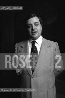 Italian politician Massimiliano Cencelli (1979). He invented the so-called Cencelli Handbook, a complex mathematical method used to divide the tasks of government between the parties, depending on their electoral weight / Il politico Massimiliano Cencelli (1979). Da lui prende nome il cosiddetto Manuale Cencelli, un complesso metodo matematico creato per ripartire gli incarichi di Governo (Ministeri e Sottosegretariati), ciascuno con unimportanza diversa, in funzione della forza elettorale di ciascun partito
 ©Marcello Mencarini/Rosebud2