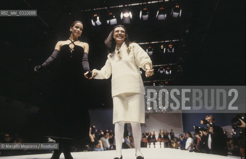 Milan, about 1988. Italian stylist Laura Biagiotti during one of her fashion show / Milano, 1988 circa.  La stilista Laura Biagiotti durante una delle sue sfilate - ©Marcello Mencarini/Rosebud2