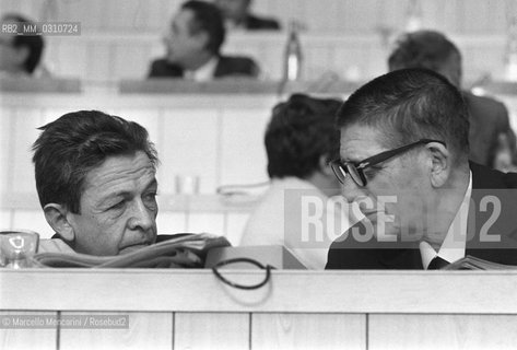 Rome, 1979. Secretary of Italian Coomunist Party (PCI) Enrico Berlinguer and communist politician Giorgio Amentola at the 15th Congress of their Party / Roma, 1979. Il segretario del Partito Comunista Enrico Berlinguer e il politico Giorgio Amendola al 15° congresso del loro partito - ©Marcello Mencarini/Rosebud2