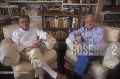 Rome, 1999. Italian scriptwriters Age & Scarpelli (Agenore Incrocci and Furio Scarpelli) / Roma, 1999. Gli sceneggiatori Age e Scarpelli ((Agenore Incrocci e Furio Scarpelli)) - ©Marcello Mencarini/Rosebud2