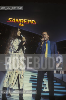 Sanremo Music Festival 1984. Italian pop singers Al Bano and Romina Power performing the winner song Ci sarà (In English: there will be) / Festival di Sanremo 1984. I cantanti Al Bano e Romina Power cantano la canzone vincitrice Ci sarà - ©Marcello Mencarini/Rosebud2
