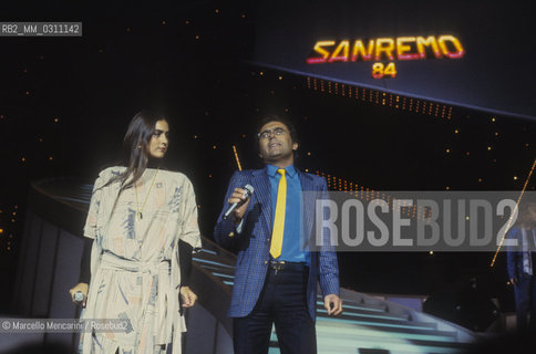 Sanremo Music Festival 1984. Italian pop singers Al Bano and Romina Power performing the winner song Ci sarà (In English: there will be) / Festival di Sanremo 1984. I cantanti Al Bano e Romina Power cantano la canzone vincitrice Ci sarà - ©Marcello Mencarini/Rosebud2