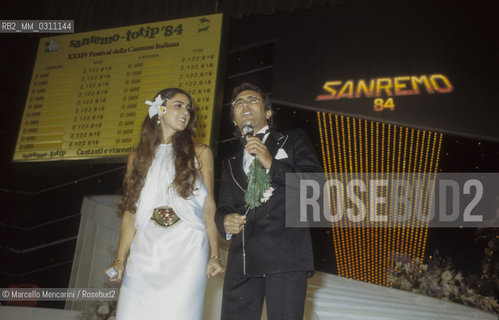 Sanremo Music Festival 1984. Italian pop singers Al Bano and Romina Power performing the winner song Ci sarà (In English: there will be) / Festival di Sanremo 1984. I cantanti Al Bano e Romina Power cantano la canzone vincitrice Ci sarà - ©Marcello Mencarini/Rosebud2