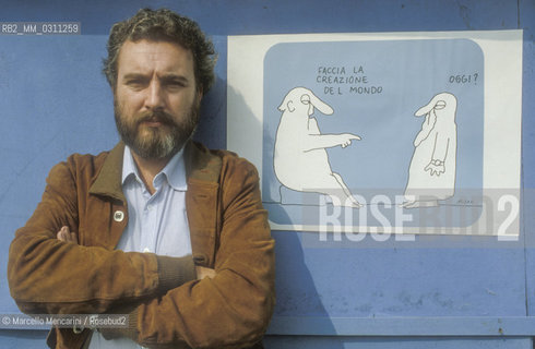 Bologna, Childrens Book Fair 1981. Italian cartoonist Francesco Tullio Argan / Bologna, Fiera del libro per ragazzi 1981. Il disegnatore Francesco Tullio Altan - ©Marcello Mencarini/Rosebud2