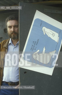 Bologna, Childrens Book Fair 1981. Italian cartoonist Francesco Tullio Argan / Bologna, Fiera del libro per ragazzi 1981. Il disegnatore Francesco Tullio Altan - ©Marcello Mencarini/Rosebud2